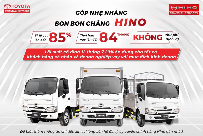 Hino HFS hỗ trợ mua xe Hino trả góp lên đến 85% giá trị xe nền